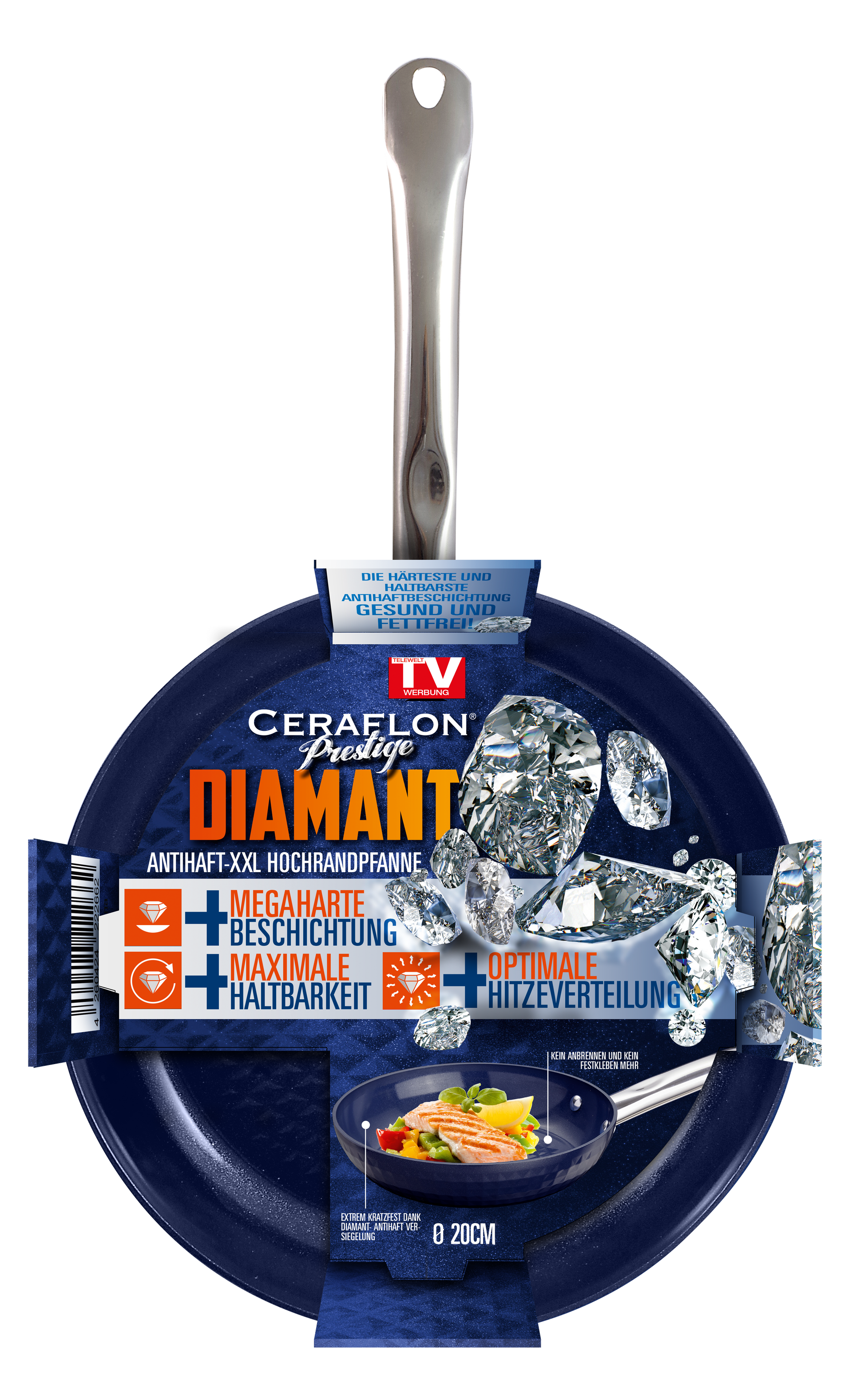 Ceraflon Prestige Diamant Antihaft XXL Aluguss-Pfanne blau-3