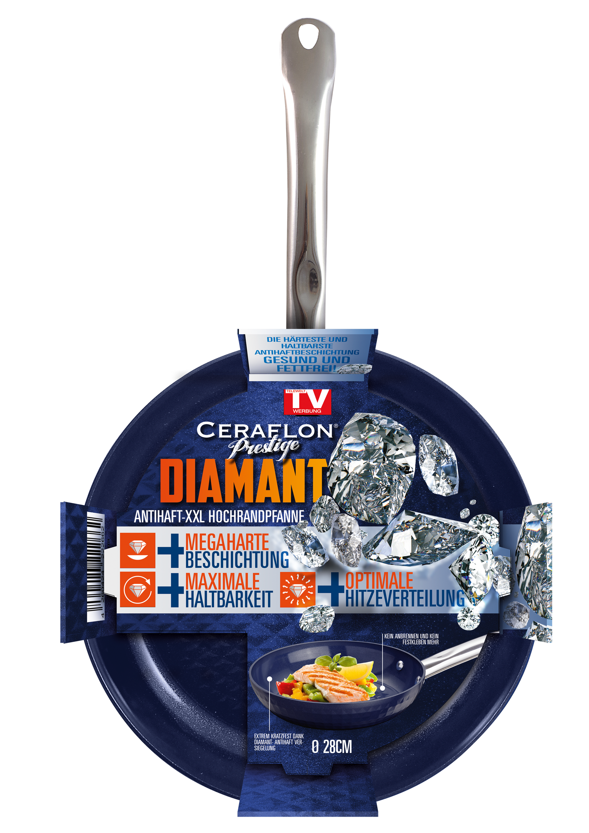 Ceraflon Prestige Diamant Antihaft XXL Aluguss-Pfanne blau