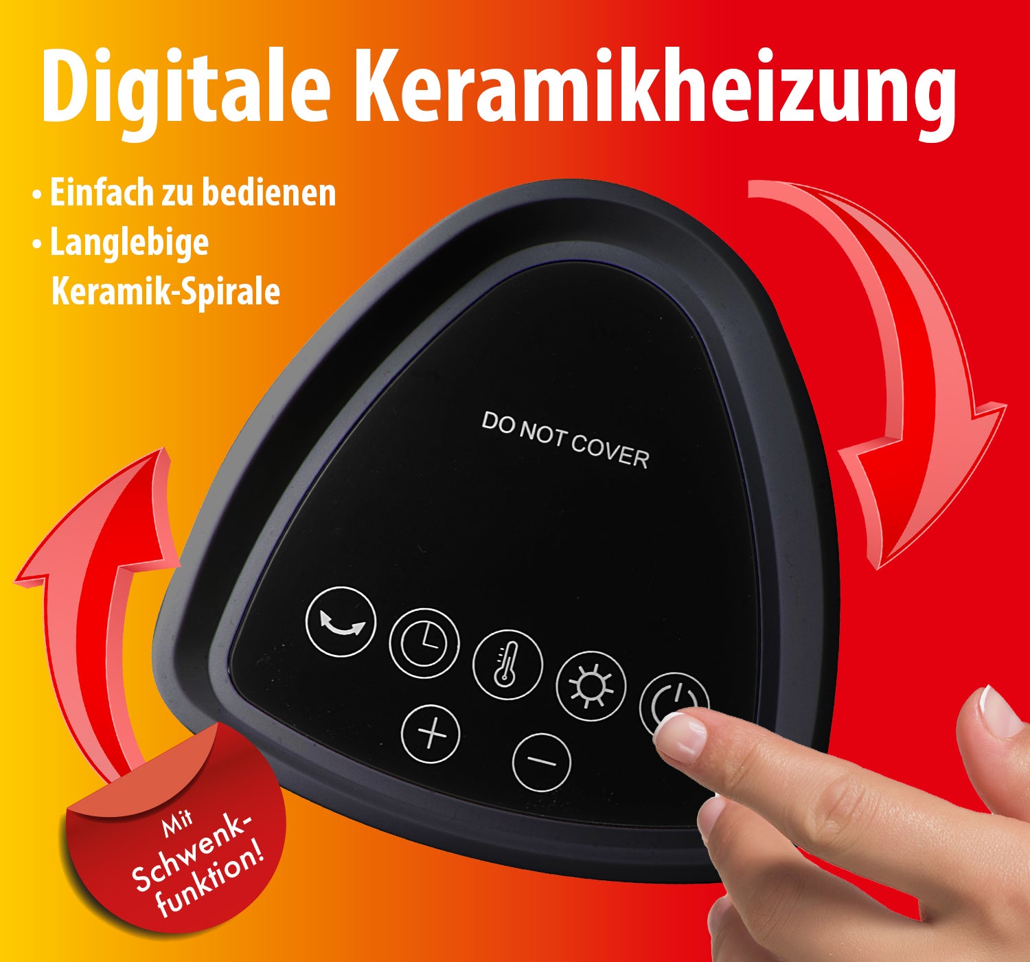 Thermo-Heater Digitale Keramikheizung, schwarz, mit Fernbedienung