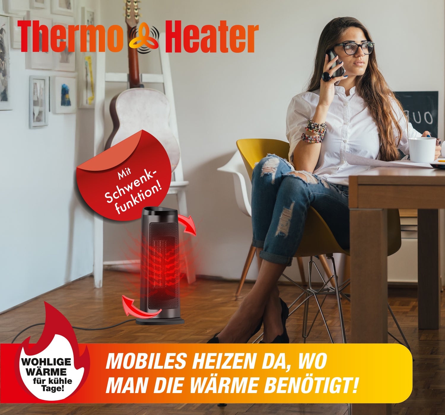 Thermo-Heater Digitale Keramikheizung, schwarz, mit Fernbedienung-5