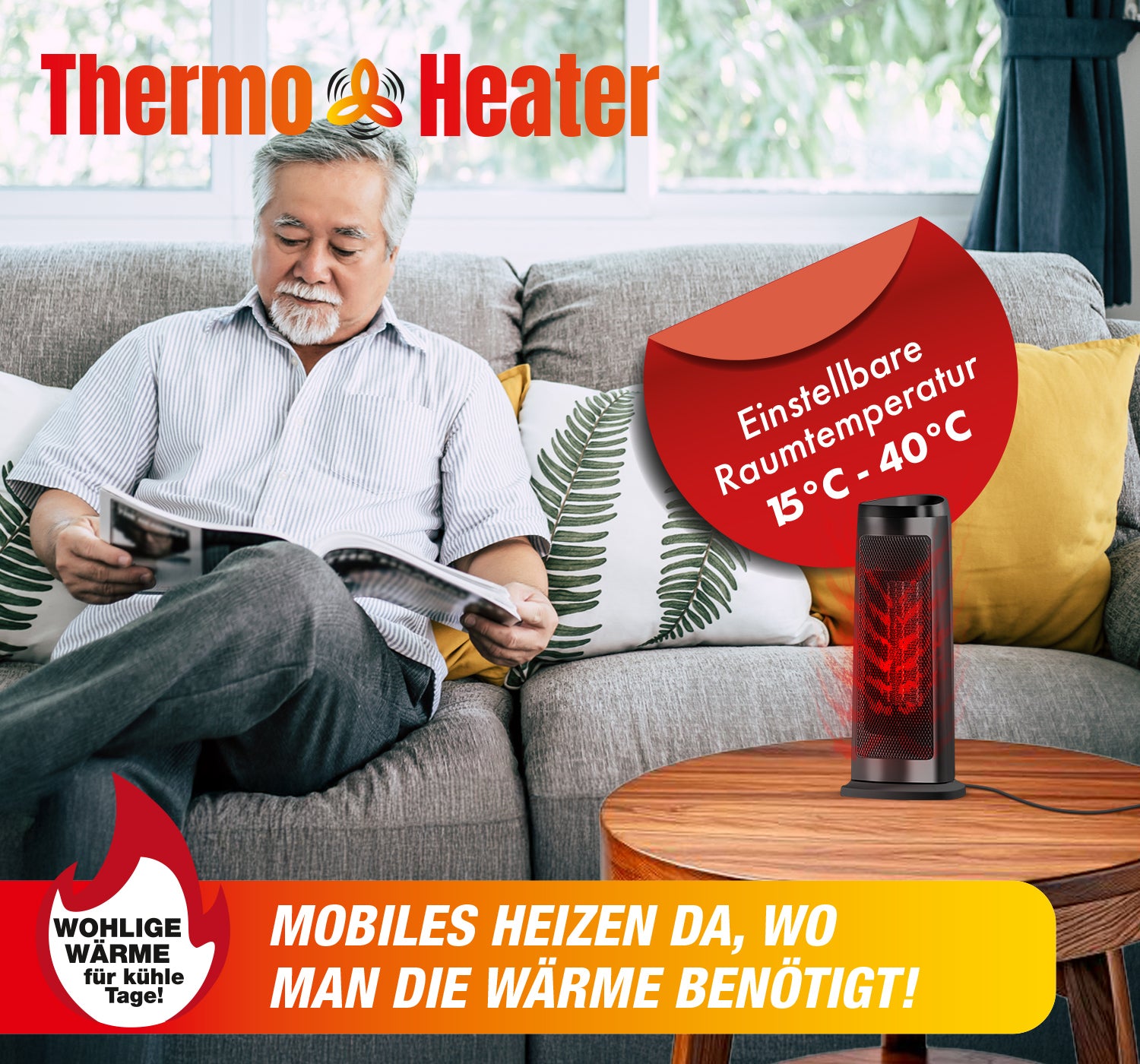 Thermo-Heater Digitale Keramikheizung, schwarz, mit Fernbedienung-7