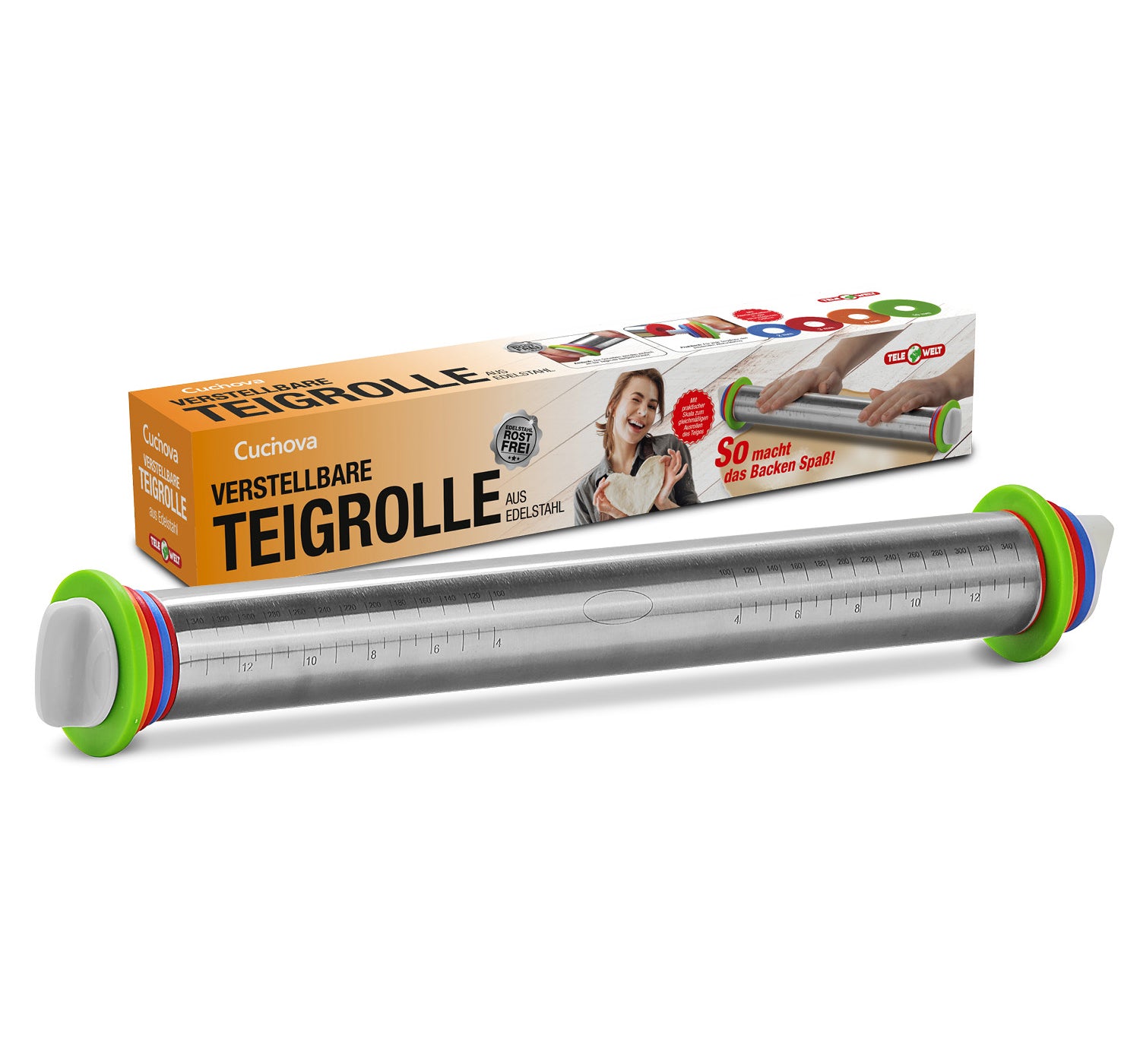 Cucinova Verstellbare Teigrolle aus Edelstahl