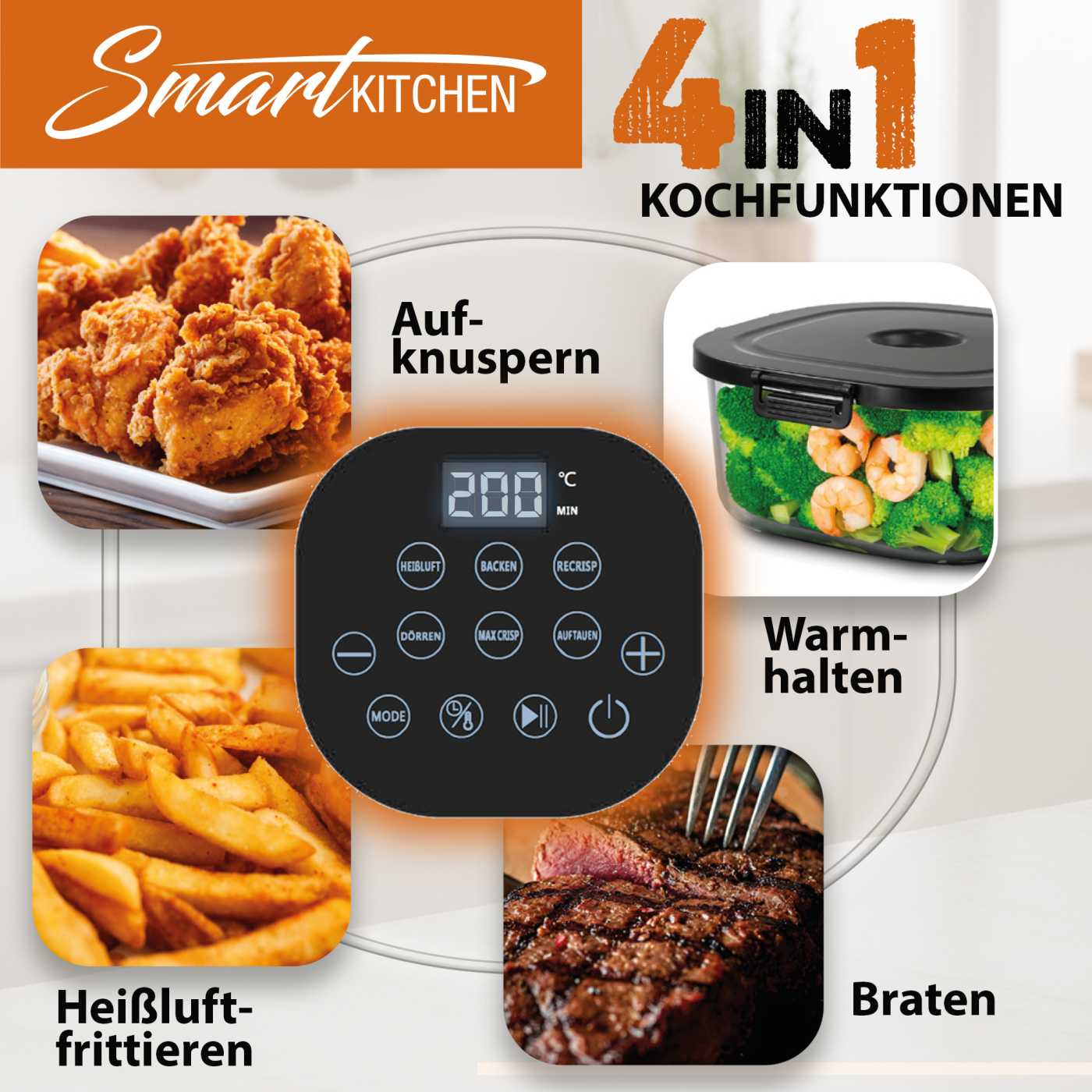 Smart Kitchen 4 in 1 Glass Air Cooker