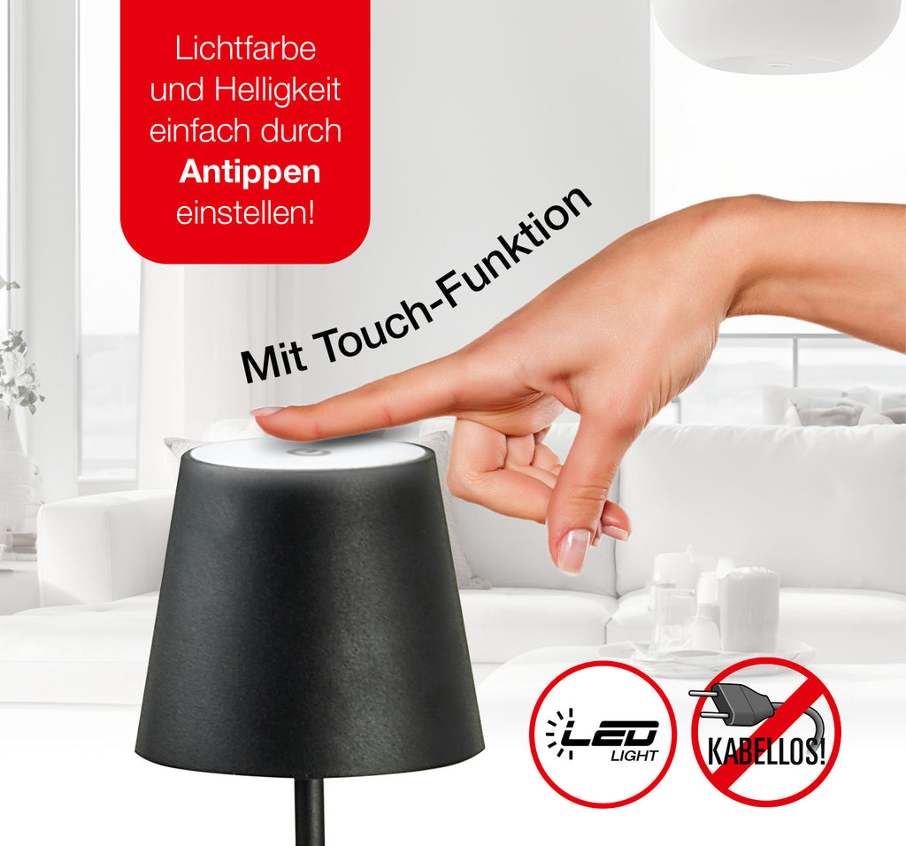 Taghell LED Tischleuchte Move schwarz