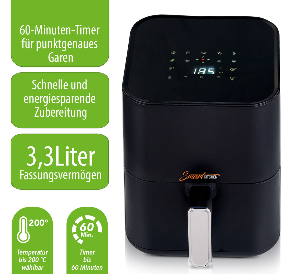 Smart Kittchen Heissluft-Fritteuse, 3,3L, 1200W, digital, Touch-Screen