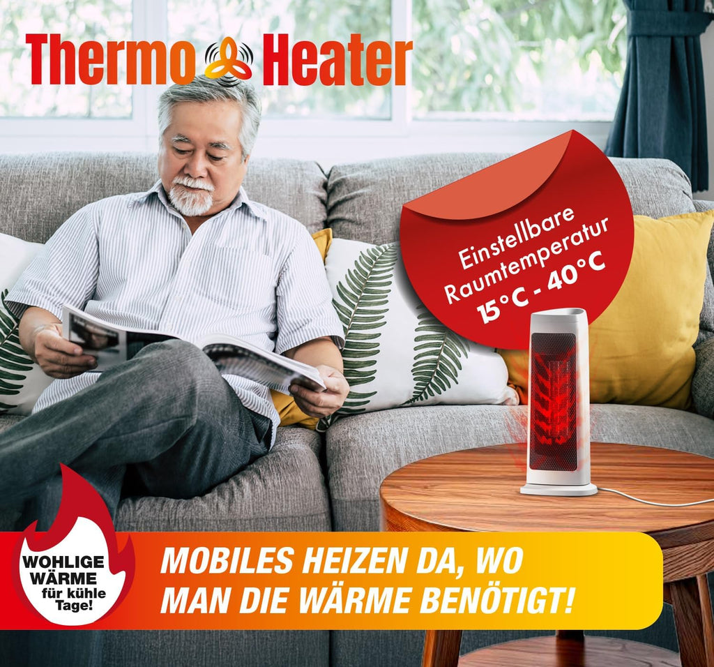 Thermo-Heater Digitale Keramikheizung weiß, mit Fernbedienung