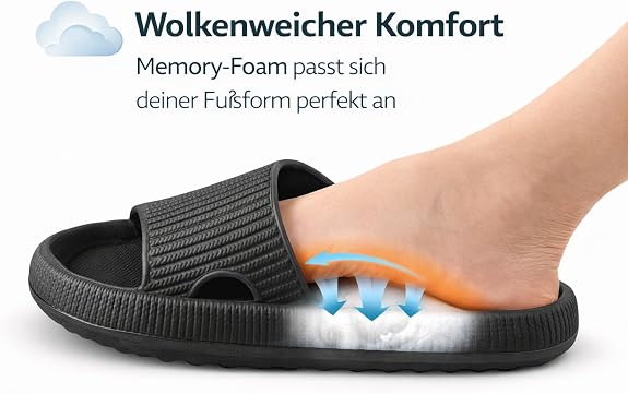 Relax Vital Wolken Slipper, schwarz, Größe 38, Polybag / Hang Tag