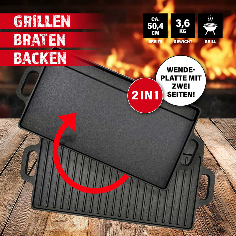 BBQ Boss Gusseisen Grillplatte 2 in 1-2
