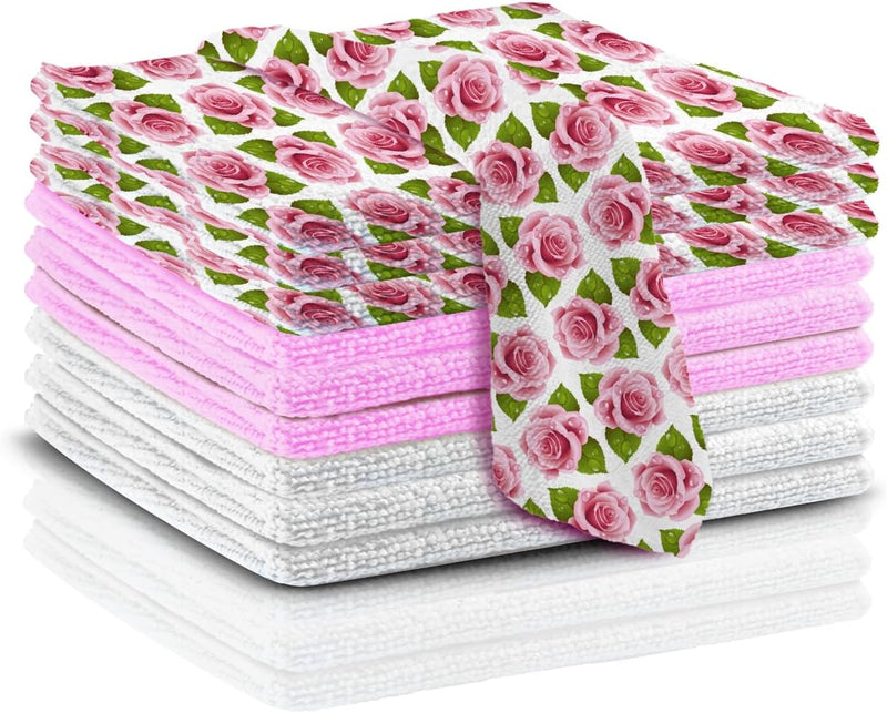 Clever Clean Mikrofaser Tücher 10er Set 30 x 30 cm (4 x Rose 3 x weiß 3 x rosa)-1