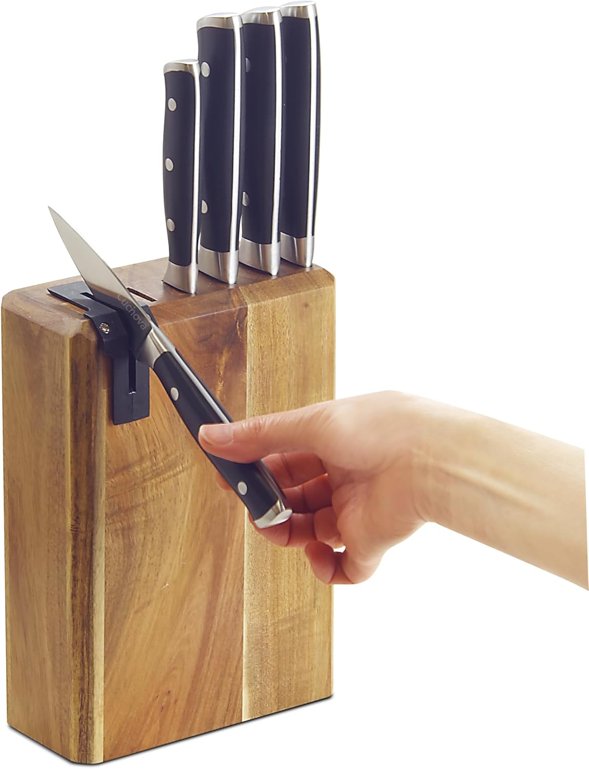 Cucinova Messerblock mit 5 Messern plus integriertem Messerschärfer