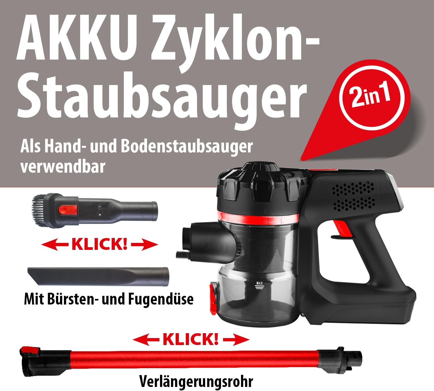 Fusion MX 10 Redline Akku Zyklonsauger