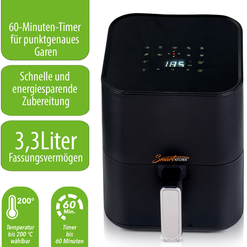 Smart Kitchen Heißluft-Fritteuse 3,3 L digital mit Touchscreen