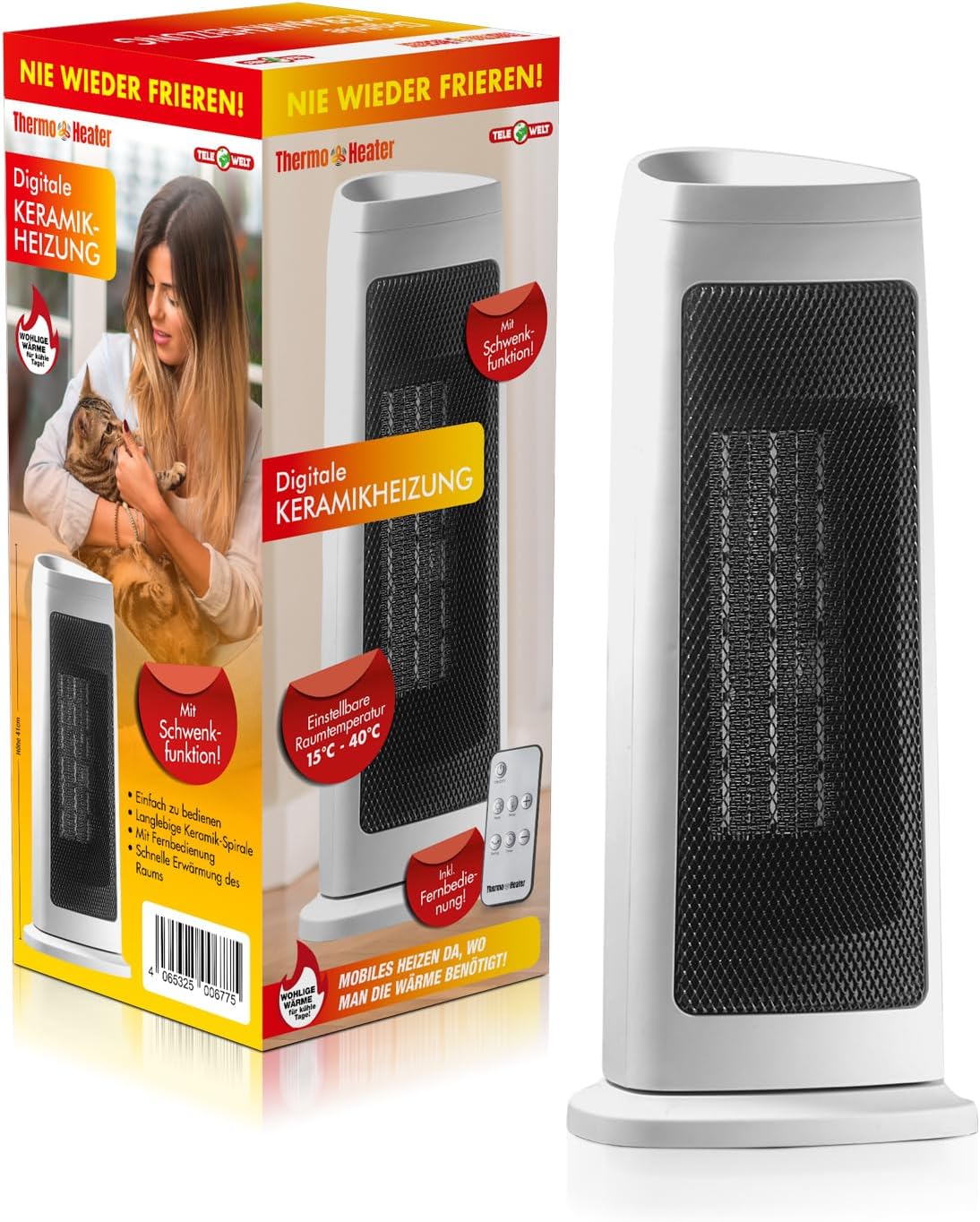 Thermo-Heater Digitale Keramikheizung weiß, mit Fernbedienung